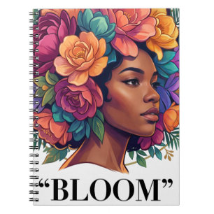 Bloom Inspirational Black Woman Floral Afro Notebook
