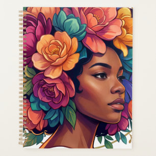 Bloom Inspirational Black Woman Floral Afro Planner