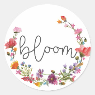 Bloom, Inspirational Quote Classic Round Sticker