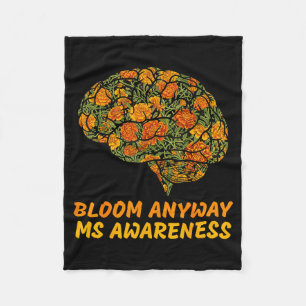 Bloom ms awareness brain floral multiple sclerosis fleece blanket