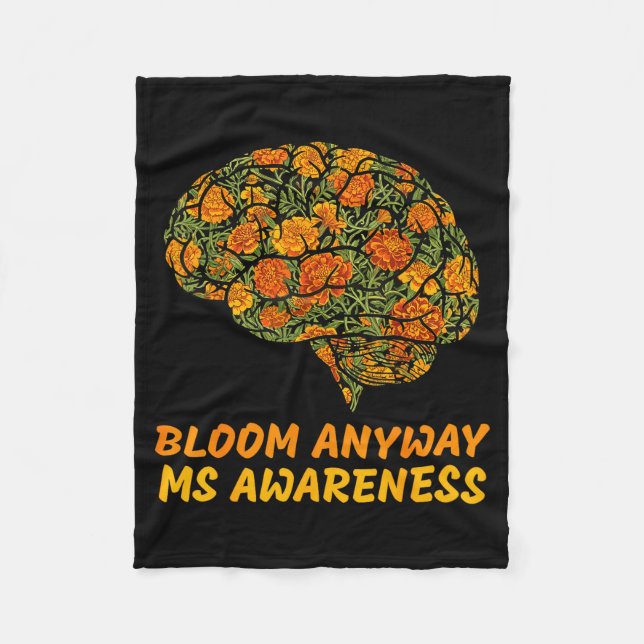 Bloom ms awareness brain floral multiple sclerosis fleece blanket (Front)