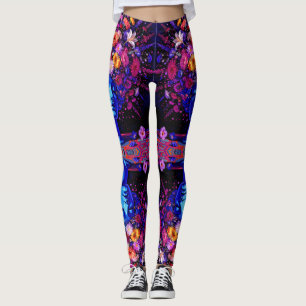 "Bloom of Eternity" – A Colourful Surreal Portrait Leggings