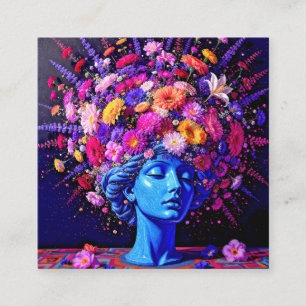 "Bloom of Eternity" – A Colourful Surreal Portrait Square Business Card