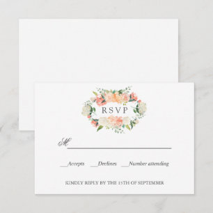 Bloom Peach Pink Botanical WEDDING RSVP Card