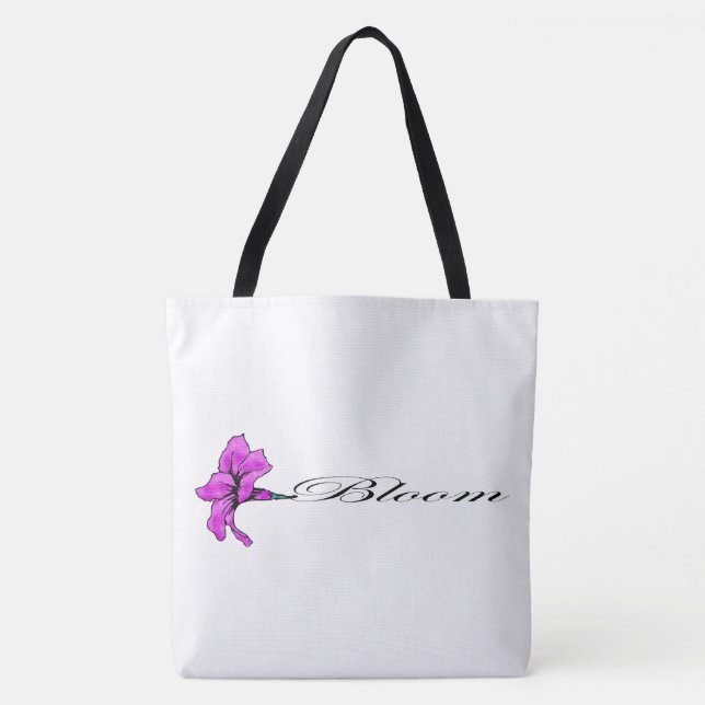 Bloom Pink Flower Horizontal  Tote Bag (Front)
