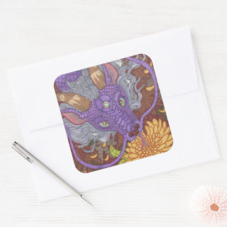 Bloom Purple Dragon Square Sticker
