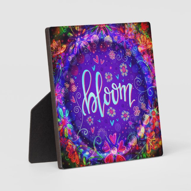 Bloom Purple Pretty Flowers Inspirivity Easel Plaque (Front)