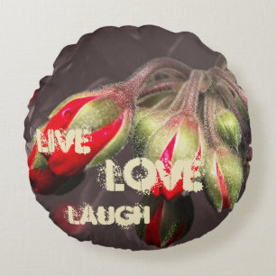 Bloom Red And Dark Round Pillow