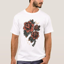Bloom red roses old style tattoo design 