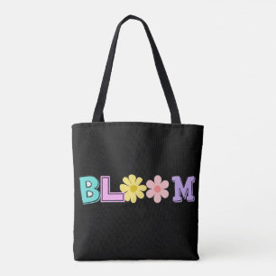 Bloom Retro Pastel Floral Canvas Tote Bag