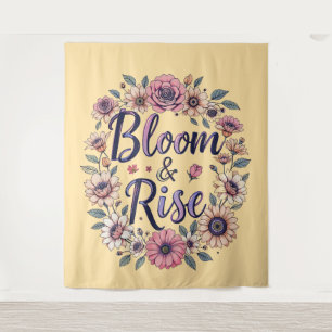 Bloom & Rise Floral Typography Wall Tapestry