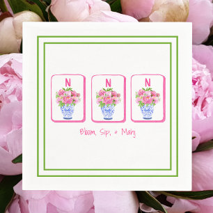 Bloom, Sip & Mahj Peonies Chinoiserie Mahjong Tile Napkin