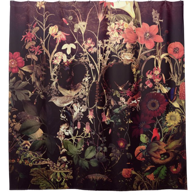 Bloom Skull Shower Curtain (Front)