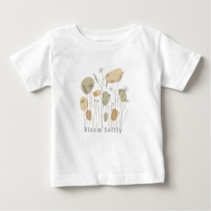 Bloom Softly - Minimalist Wildflower Line Art Baby T-Shirt