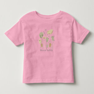 Bloom Softly - Minimalist Wildflower Line Art Toddler T-Shirt