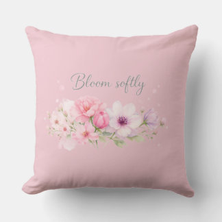 Bloom Softly – Pastel Watercolor Floral Cushion