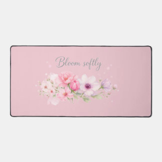 Bloom Softly – Pastel Watercolor Floral Desk Mat