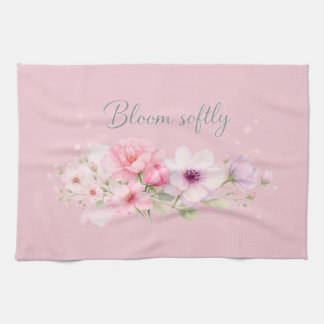 Bloom Softly – Pastel Watercolor Floral Tea Towel