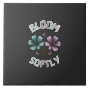 Bloom Softly Spring Floral Design Pastel Cottageco Ceramic Tile