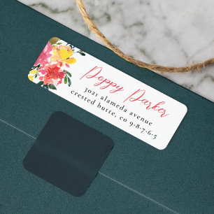 Bloom Spring Flowers Elegant Script Return Address Label