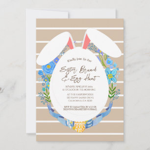 Bloom Spring Stripe easter brunch & egg hunt Party Invitation
