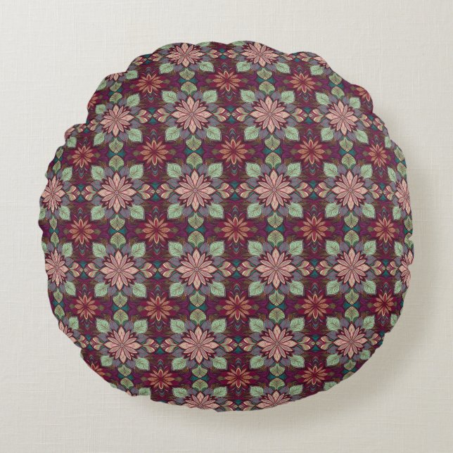 Bloom Tapestry Floral Round Cushion (Front)