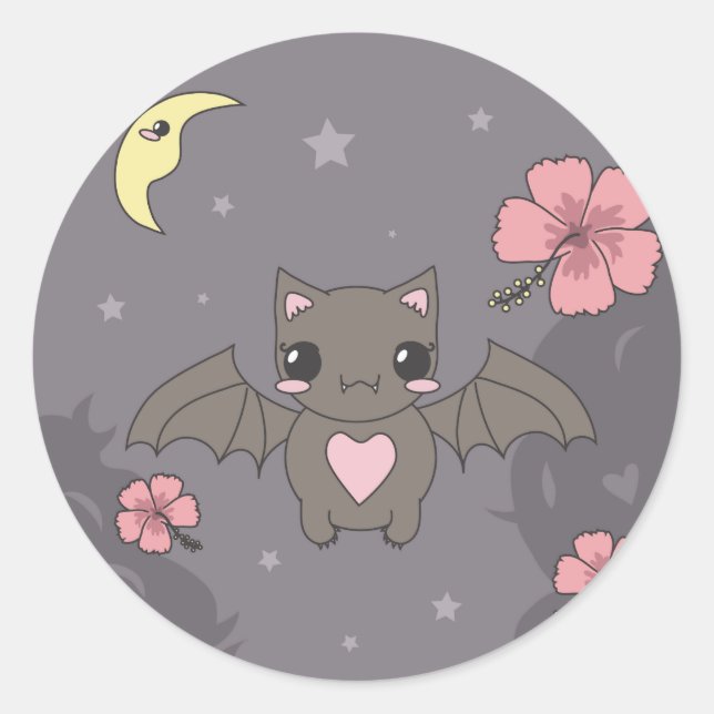 Bloom the Fruit Bat Classic Round Sticker (Front)