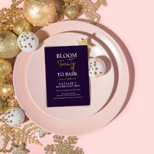 Bloom Twenty to Bask I Violet Adult Birthday Party Invitation