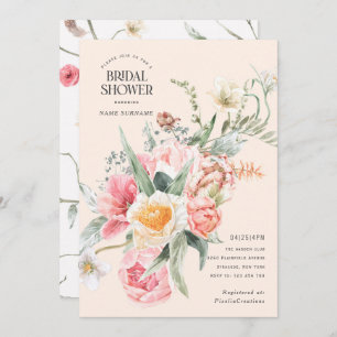 Bloom watercolor flowers chic spring garden modern invitation