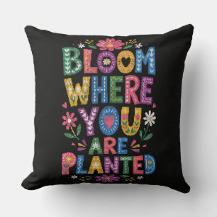 Bloom Where You Are Planted Floral Geometric Style Cushion
