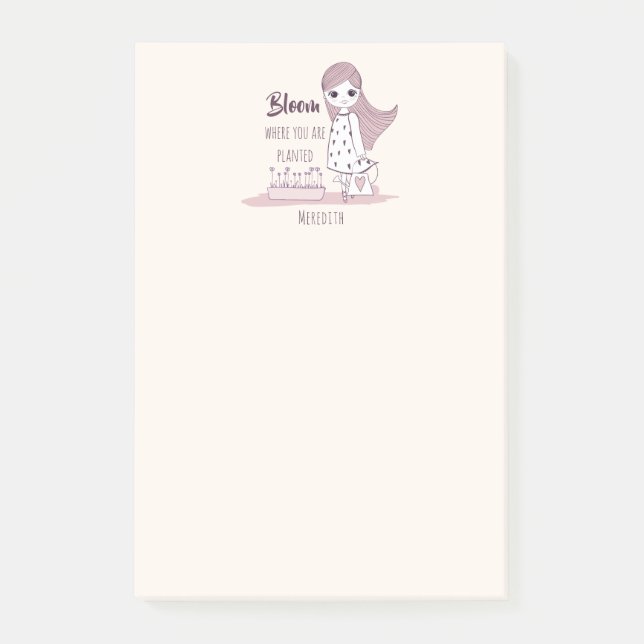 "Bloom Where You Are Planted" Motivational Quote Post-it Notes (Front)