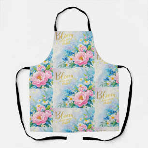 Bloom where you are planted Vibrant watercolors Apron