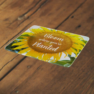 Bloom Where You're Planted Quote Yellow Sunflower Cutting Board