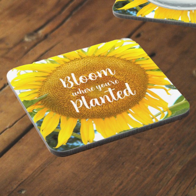 Bloom Where You're Planted Yellow Sunflower Coaster (In Situ)