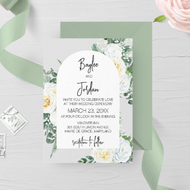 Bloom White Floral Wedding Invitation (Creator Uploaded)