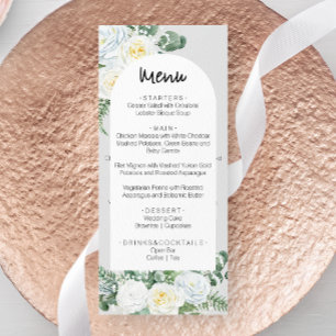 Bloom White Floral Wedding Menu