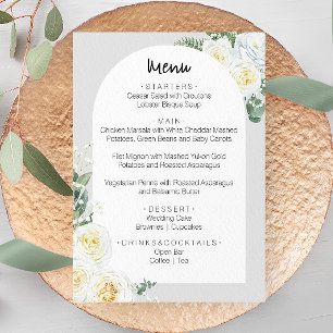 Bloom White Floral Wedding Menu