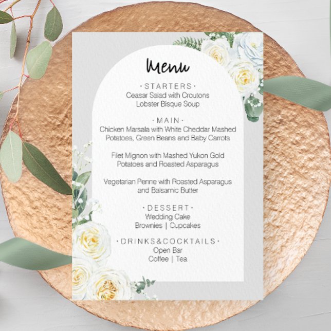Bloom White Floral Wedding Menu (Creator Uploaded)