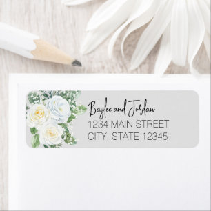 Bloom White Floral Wedding Return Address Label