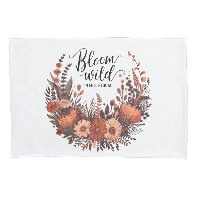 "Bloom Wild: Earthy Wildflower Bouquet Design  Pillowcase (Front-Left)