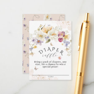 Bloom Wildflower Rustic Baby Shower Diaper Raffle Enclosure Card