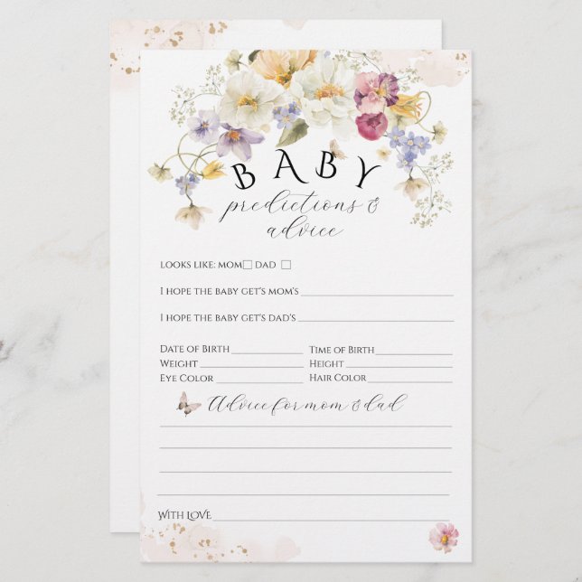 Bloom Wildflower Rustic Baby Shower Game (Front/Back)