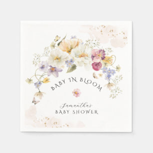 Bloom Wildflower Rustic Baby Shower Napkin