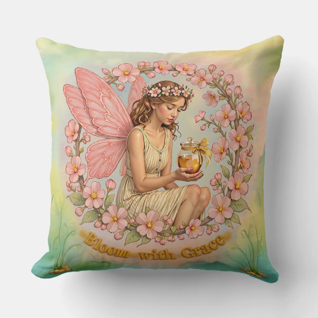 Bloom with Grace Bigger Throw Pillow (Front)