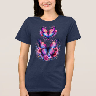 Bloom With Grace Butterfly Floral Women T-Shirt | Tri-Blend Shirt