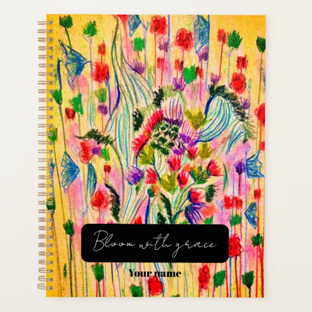 Bloom With Grace | Colourful Floral Spiral Planner (Front)