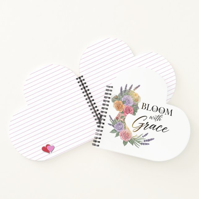 Bloom with Grace Elegant Floral Woman Silhouette Notebook (Inside)