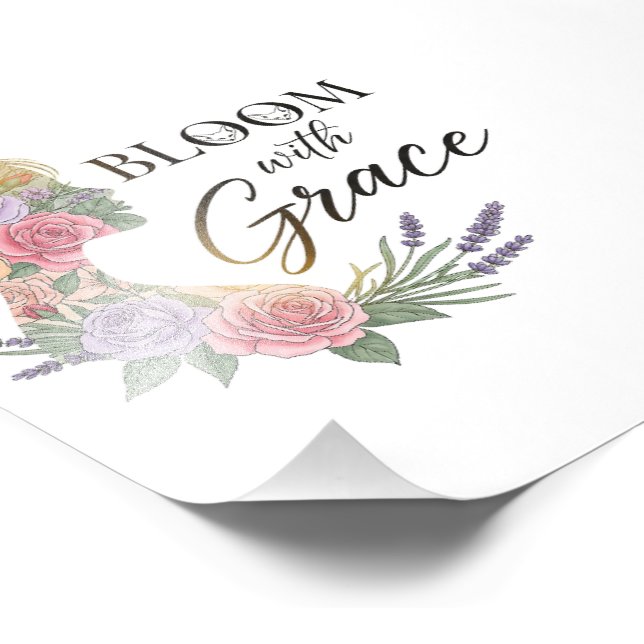 Bloom with Grace Elegant Floral Woman Silhouette Photo Print (Corner)