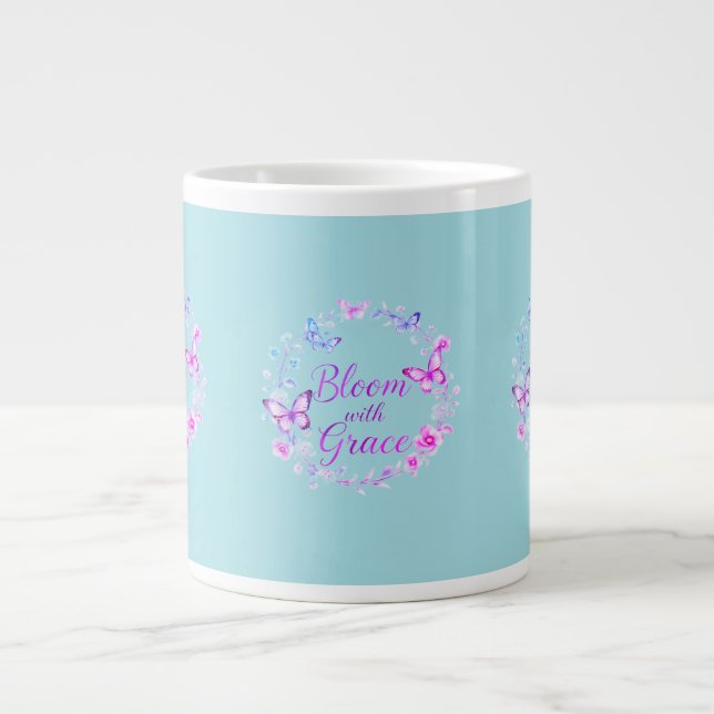 "Bloom with Grace" Elegant Quote Mug (Front)