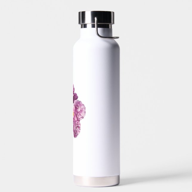 Bloom with Grace – Elegant Rose Design Water Bottle (Left)